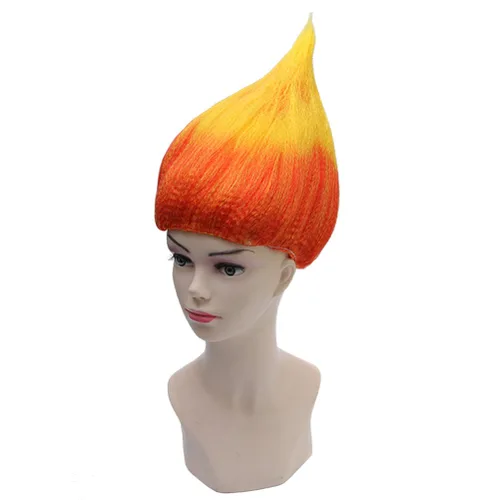 Vista 4 de BERON Peluca de fiesta de disfraces de cosplay con forma de llama, peluca de fuego de Halloween (color llama)