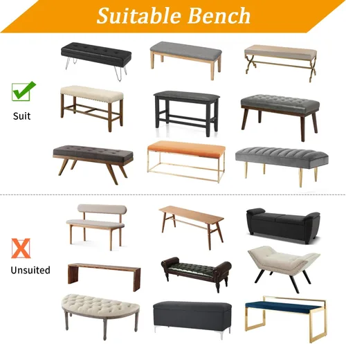 Vista 6 de YISUN Fundas de banco de jacquard para comedor, funda elástica lavable y extraíble para banco, protector de asiento rectangular para bancos de Beige