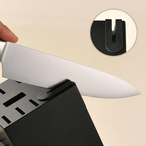 Vista 4 de Juego de cuchillos de cocina de 15 piezas con afilador integrado, juego de bloques de cuchillos de acero inoxidable alemán, apto para lavavajillas