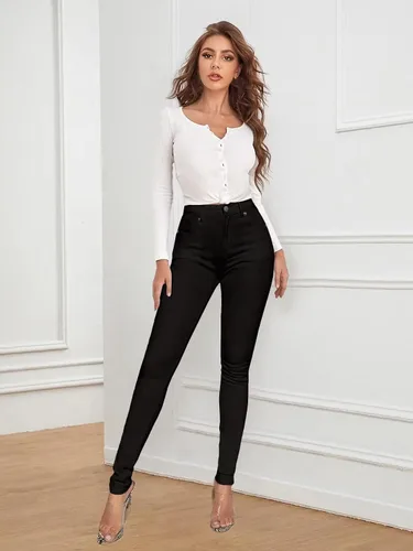 Vista 4 de Hybrid & Company Jeans ajustados de cintura alta y súper elásticos para mujer