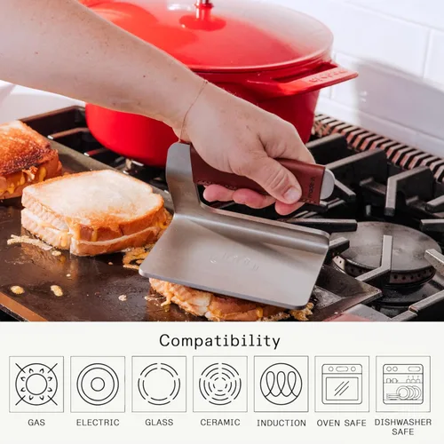 Vista 4 de Made In Cookware - Prensa de parrilla de acero inoxidable - Cubierta de mango de cuero extraíble - Fabricado en Suecia