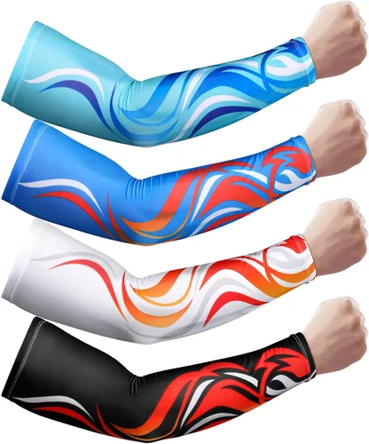 Vista 8 de JenPen 4 Pair Arm Sleeves UV Cooling Sun Protection Arm Sleeves Sports Compression for Men to Cover Tattoo