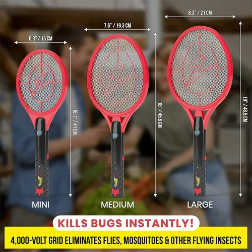 Vista 5 de Zap It Bug Zapper - Raqueta mata mosquitos recargable de 4000 voltios, cable de carga USB, Paquete de 2