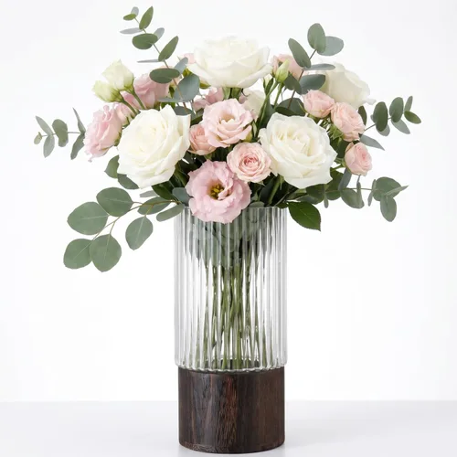 Vista 18 de Jarrón de vidrio ámbar, florero de cristal, jarrón de vidrio acanalado, moderno jarrón para flores, jarrón alto de vidrio para sala de estar, mesa