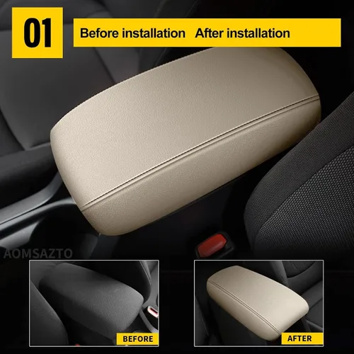 Vista 2 de AOMSAZTO Fundas de reposabrazos para Toyota RAV4 2013-2018 Beige