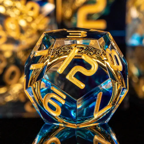 Vista 9 de OUKELANWO Magic Lord Rings - Juego de dados DND con caja, 7 piezas de dados LOTR D&D de resina para juegos de rol, dados azul dorado de Dungeons