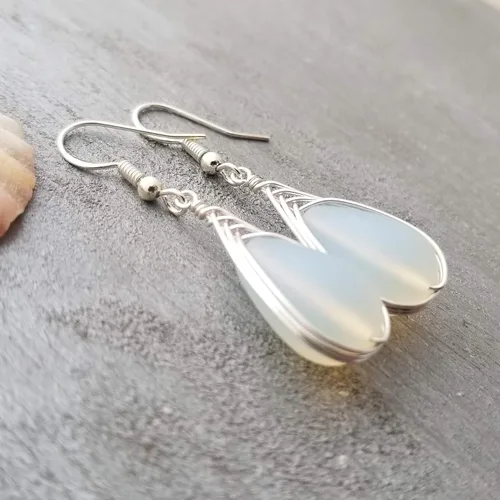 Vista 24 de Yinahawaii Handmade Sea Glass Earrings, Hawaiian Jewelry, Wire Braided Earrings Teardrop Earrings, Beach Jewelry Sea Glass Jewelry For Women Cobalt