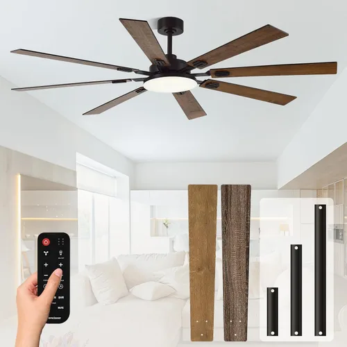 Vista 22 de Conciseer - Ventiladores de techo de 52 pulgadas con luces y control remoto para dormitorio, sala de estar, cocina, oficina, uso interior/exterior