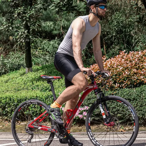 Vista 4 de Przewalski Camiseta interior de ciclismo sin mangas para hombre, de secado rápido, chaleco de capa base de bicicleta, transpirable, camisetas