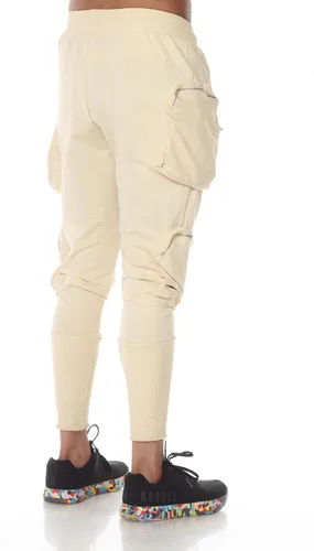 Vista 5 de Jogger beige de moda con bolsillos y cremallera lateral, Beige