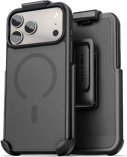 Vista 17 de Encased SlimShield para iPhone 14 Funda con Clip para Cinturón con Soporte para Teléfono (Compatible con MagSafe) Negro Mate (iPhone 14)