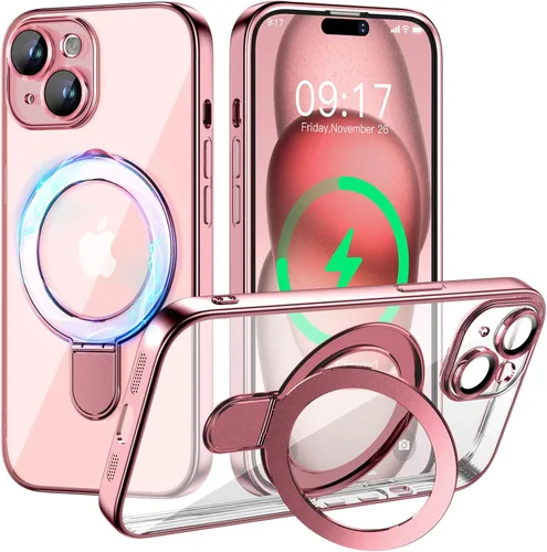 Vista 17 de Funda magnética para iPhone 14 Pro con soporte invisible [compatible con MagSafe] [protector completo de lente de cámara]