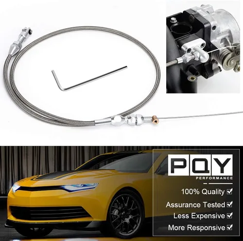 Vista 2 de Kit de cable de acelerador LS trenzado de acero inoxidable de 36", cable de acelerador ajustable compatible con motor Chevrolet/Chevy LS1 97-07 4.8L