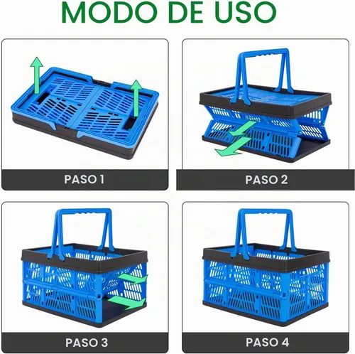 Vista 6 de Paquete de 3 cestas de almacenamiento plegables, cajas de plástico