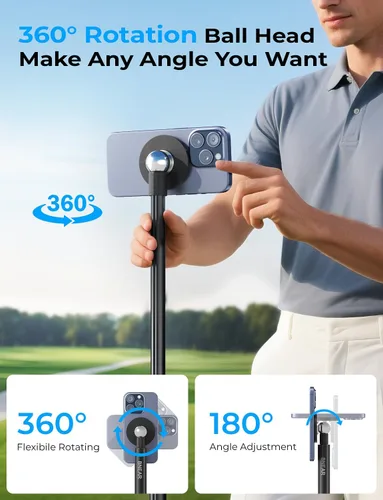 Vista 4 de Monopod y trípode para selfie stick para grabar swing de golf, soporte para teléfono con ayuda magnética para entrenamiento de golf, compatible