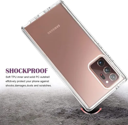 Vista 5 de WeLoveCase Galaxy Note 20 Ultra Clear 3 en 1 Carcasa Completa de Cuerpo Entero Resistente a Prueba de Golpes con Parachoques de TPU, 6.9 pulgadas