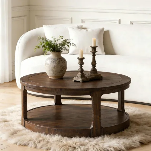 Vista 29 de Mesa de centro redonda de 39 pulgadas, patrón de imitación de mármol para sala de estar, pequeñas y modernas mesas de café bajas de piedra, centro