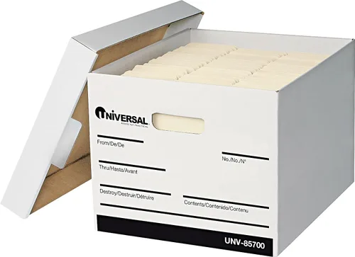 Vista 2 de Universal 85700 Caja de almacenamiento extra fuerte con tapa, carta/legal, 12 x 15 x 10, blanco, 12/cartón