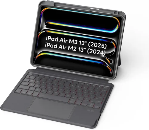 Vista 12 de EIP Funda con teclado Bluetooth para iPad de 10.2 pulgadas (7ª/8ª/9ª generación) y iPad Air de 10.5 pulgadas (3ª generación), funda magnética