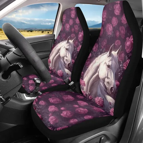 Vista 21 de Mumeson Fundas protectoras de asiento delantero de automóvil con estampado de calavera y girasol, fundas elásticas para asiento de automóvil, 2