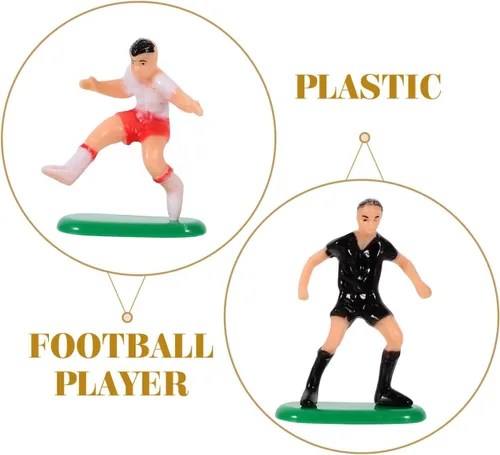 Vista 3 de UPKOCH Decoraciones para pastel de fútbol – 2 goles, 6 jugadores, 1 árbitro, figuras de fútbol en miniatura para cumpleaños de niños, fiesta
