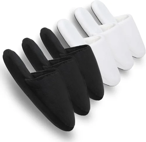 Vista 8 de 3 pares de pantuflas de spa de lujo, espuma viscoelástica de algodón, antideslizantes, puntera cerrada, lavables para hoteles, invitados, viajes