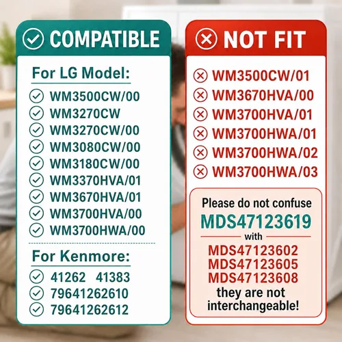 Vista 12 de Junta de arranque de puerta de lavadora MDS47123608 WM8100HVA mejorada, sello de junta de puerta de lavadora compatible con LG/Kenmore