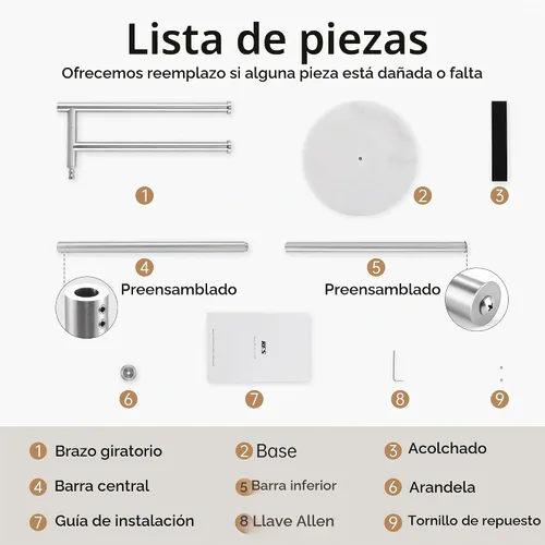 Vista 8 de KES Toalleros de pie para suelo de baño, 2 brazos giratorios, acabado Acabado cepillado