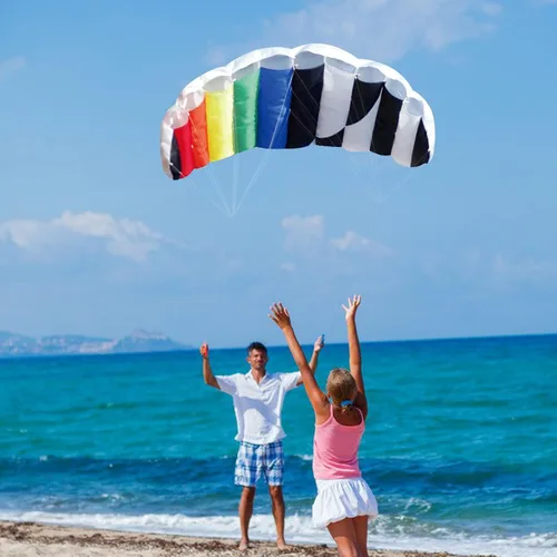 Vista 5 de Hengda Kite 1.4 M Intro Foil Design Rainbow Kites Soft Stunt Sport Parafoil Kite 55 pulgadas con juego de herramientas voladoras por Hengda kite