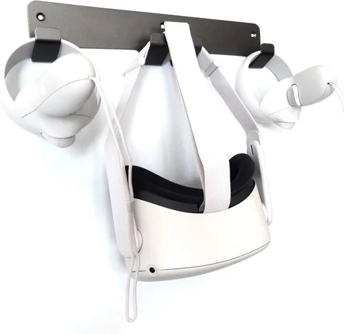 Vista 4 de Soporte de pared VR para Oculus QuestQuest 2RiftRift S VR, ajuste universal elegante para auriculares de juegos de realidad virtual, gancho