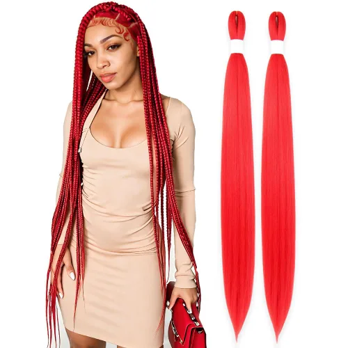 Vista 73 de Cabello trenzado burdeos, 10 pulgadas, 4 paquetes Cabello preestirado, trenzas de ganchillo cortas y rectas, textura Yaki, fibra sintética