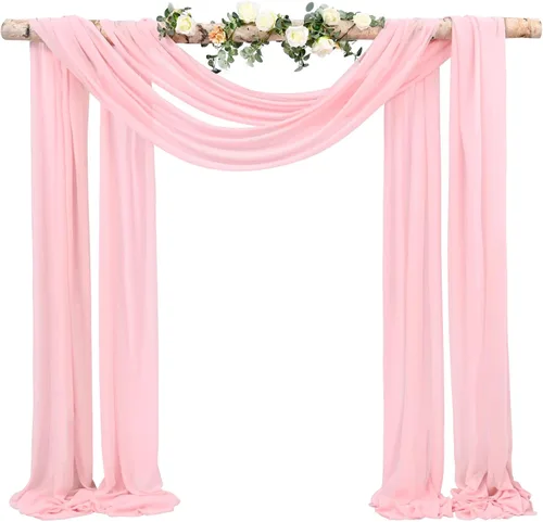 Vista 53 de Tela para Cubrir Arco de Boda, 4 Paneles 71 cm x 6,1 m Telas para Arco de Boda Azul Bebé para Ceremonia, Telas de Gasa para Decoración de Arco