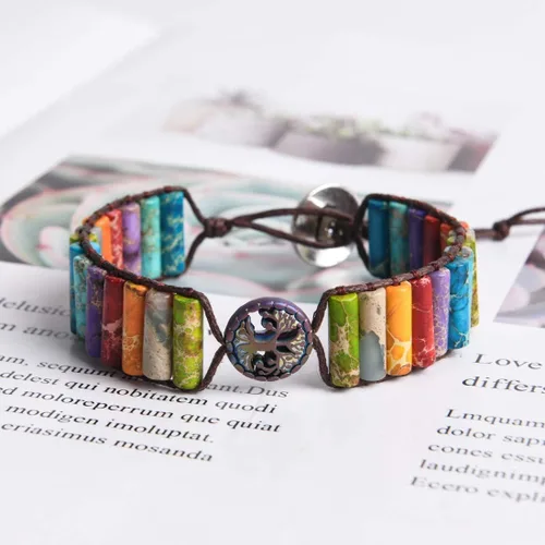 Vista 2 de YGLINE Pulseras bohemias hechas a mano de piedra natural, pulsera de cuentas de cristal