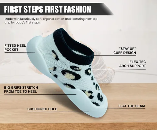 Vista 6 de Baby Shoes Boys Girls First Walking Shoes Non Slip Soft Sole Sneakers Toddler Infant Babygirl Sock Shoes