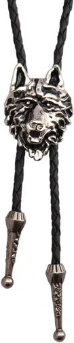 Vista 347 de Jeilwiy Corbata de bolo para hombre, corbata de vaquero occidental, collar de corbata de bolo dorado, corbata de cuero, corbata de Halloween
