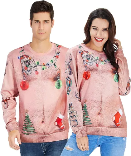 Vista 2 de AIDEAONE - Sudaderas unisex con estampado feo de navidad 3D, manga larga