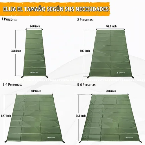 Vista 2 de Foam Sleeping Pad for Camping - AYAMAYA Foldable Camping Mattress for 1/2/3/4/5/6 Person, Extra Thick Waterproof Tent Footprint Inner Camping Mat