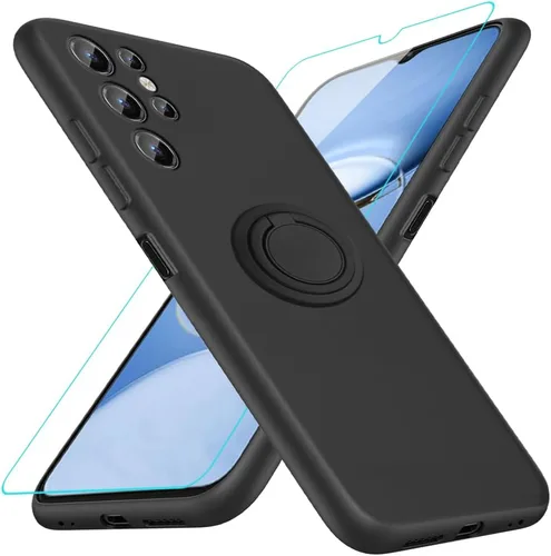 Vista 23 de Funda compatible con Blackview Shark 6/Oscal Tiger 8 con protector de pantalla, soporte de anillo giratorio de 360°, TPU a prueba de golpes, funda