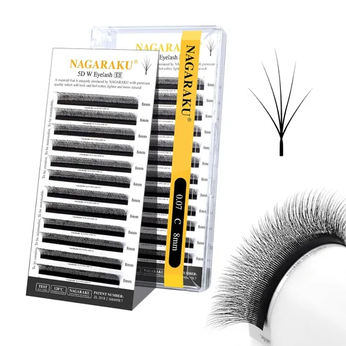 Vista 363 de NAGARAKU Extensiones de pestañas prefabricadas en abanico 3D W 0.05 C 0.315 0.05-C 3D W