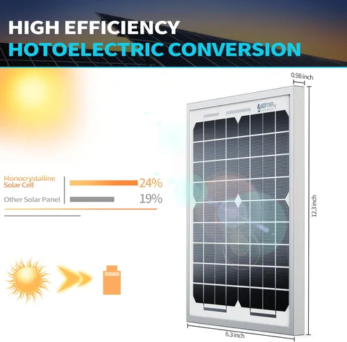 Vista 2 de ACOPOWER - Cargador de batería solar de 5 W y mantenedor de 12 V - Panel solar pequeño impermeable para auto, automotriz, motocicleta, barco