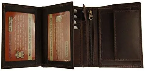 Vista 3 de AG Wallets Cartera de piel de vacuno grande europea de triple pliegue hipster
