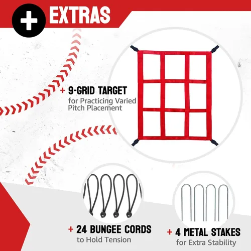 Vista 6 de Baseball Rebounder Net, 3/5 Adjustable Angles 4x4.5FT Pitch Back Baseball Softball Volleyball Rebounder with 2 Strike Zones, UV Resistant, Pitchback