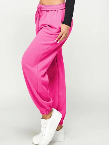 Vista 2 de IUUI Pantalones deportivos casuales de forro polar holgados para mujer, pantalones deportivos plegables de cintura alta, pantalones deportivos