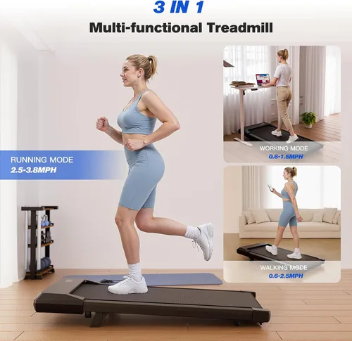 Vista 9 de SupeRun Caminadora portátil para guardar debajo del escritorio, 3 en 1, con pantalla LED, control remoto, silenciosa, de 2.5 HP, para uso en oficina