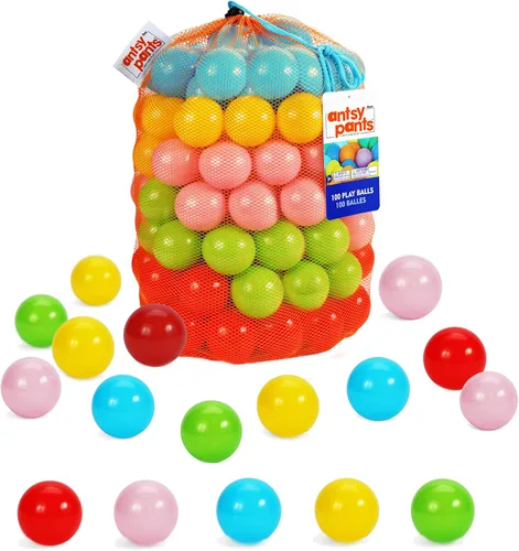 Vista 7 de Antsy Pants 100 pelotas para hogueras, pozo de pelotas para niños pequeños de 1 a 3 años, materiales no tóxicos, bolsa de almacenamiento ligera