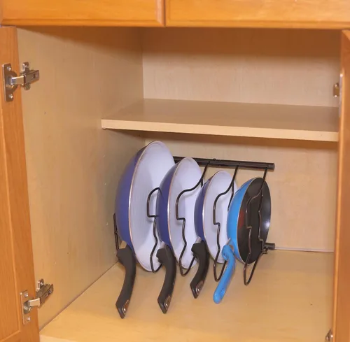 Vista 5 de Simple Houseware - Organizador de gabinete y despensa para ollas y sartenes, soporte, estante, bronce