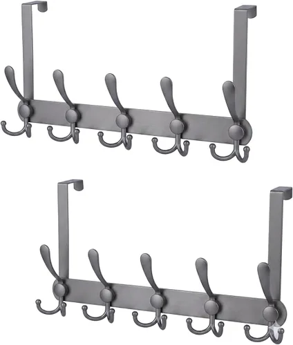 Vista 8 de Ganchos para colgar sobre la puerta, perchero para colgar ropa, sombrero, toalla (resistente negro, 1 unidad)