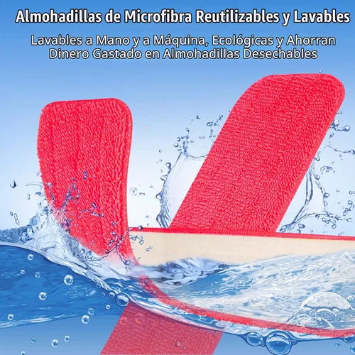 Vista 5 de HOMTOYOU Almohadillas reutilizables para mopa Swiffer PowerMop: 6 repuestos de almohadillas de microfibra para limpieza de suelos multisuperficie