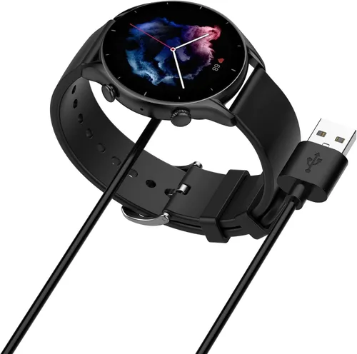 Vista 7 de Cargador de repuesto compatible con Amazfit Bip 5/Bip 5 Unity/Bip 3/Bip 3 Pro/T-Rex Pro Cable de carga magnético USB de 3.3 pies para cargador Negro