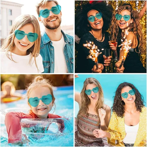 Vista 101 de Lentes de sol con forma de corazón, 2 pares de lentes de sol en forma de corazón, gafas de sol rave para mujeres, regalos de fiesta